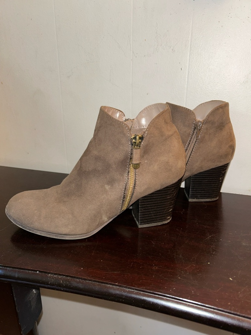 Women's Style&Co. Taupe Suede Ankle Boot with Side Zip